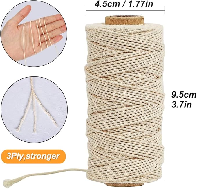 Tenn Well Butchers Twine, 656 Feet 1mm Food Safe Cotton Kitchen Cooking Twine for Roasting, Trussing Meat and Turkey, Food Prep, Baking and More (2PCS X 328 Feet)