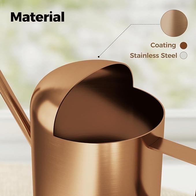 Bamworld Small Watering Can Indoor Outdoor Plant Metal Stainless Steel Long Spoutt Flowers Watering Cans for House Garden Plants 10OZ Watering Bottle Cute Decorative for Bonsai(Bronze)