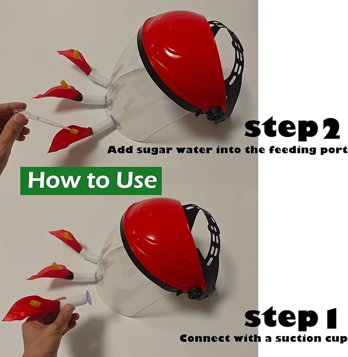 2025 Upgraded Hummingbird Feeder Helmet | Wearable Hummingbird Mask Feeder with Anti-Fog Lens & Bionic Flower | Adjustable for Adults & Teens Lightweight PVC Red