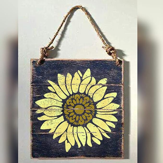 10x10 Inch Boho Sunflower Stencil for Painting on Wood, Canvas, Crafts, Fabric and Furniture - Flower Stencils for Crafts Reusable - Large Stencil for Painting on Walls -DIY Pattern Painting Stencils