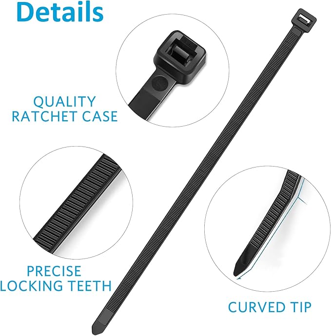 Zip Ties 12 inch, Black Zip Ties 5000 pack, 40lb, Cable Ties, Self-locking Wire ties for indoor and outdoor use, by Tantti