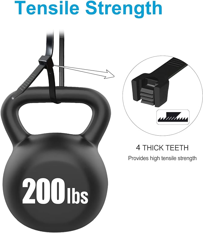 Long Zip Ties Heavy Duty 24 inch, Large Zip Ties with 200 lbs Tensile Strength, Big Cable Ties, Black, 250 Pack, by GAIIAN