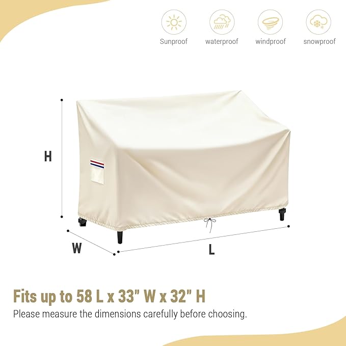 Outdoor Loveseat Cover, Waterproof Outdoor Loveseat/Glider/Sofa/Furniture Cover-58"L x 33"W x 32"H