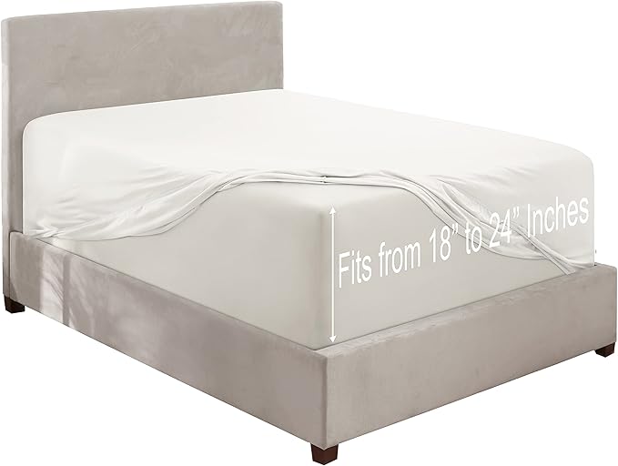 Clara Clark Fitted Sheet for Mattresses Up to 21 Inch: Soft, Fade & Stain Resistant - White, Full Size