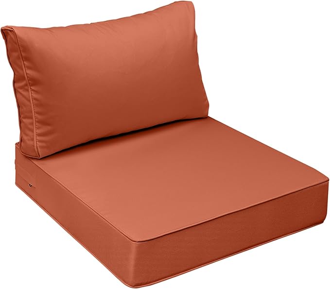 AAAAAcessories Outdoor Seat Cushions for Chairs, Fade-Resistant, Waterproof Patio Furniture Replacement Cushions, 24" x 24" x 5" + 24" x 13.5", Rust