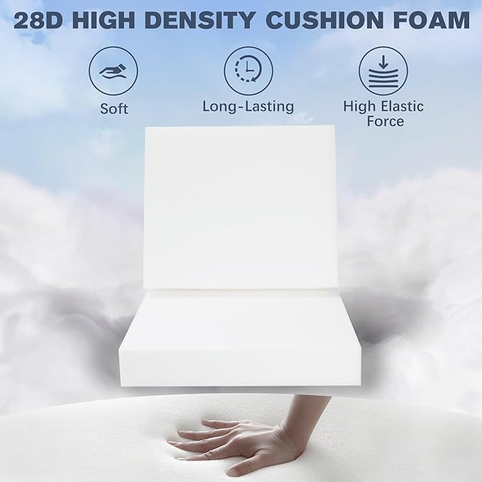 Favoyard Outdoor Deep Seat Cushion Set, 24 x 24 Inch Rainproof & 3-Year Fade Resistant Patio Furniture Cushions, Removable Seat Bottom & Back Cushion covers with Ties for Chair, Sofa, Couch, Dark Grey
