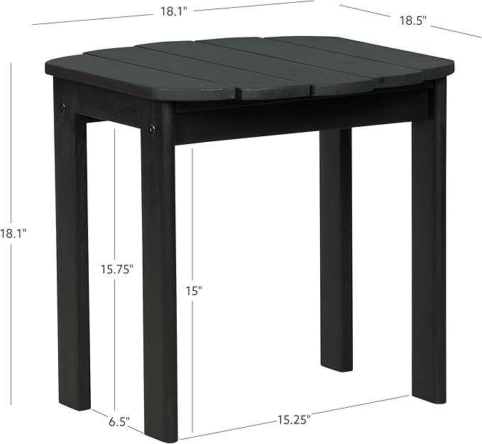 Linon Jayde Black Solid Wood Outdoor Adirondack Side Accent Table
