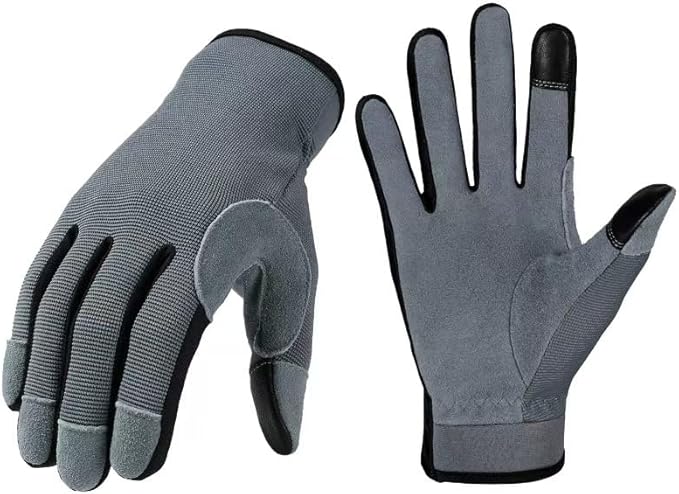 Men's & Women's Breathable Deerskin Palm Touchscreen Gloves for Cycling, Gardening, Hiking - Lightweight & Sweat-Absorbent Outdoor Work Gloves