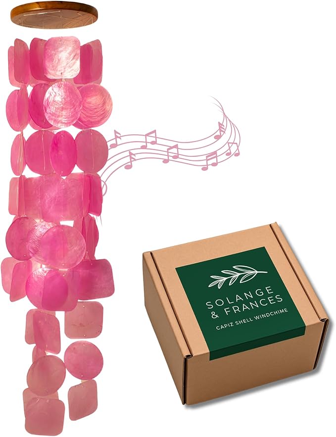 Solange & Frances Capiz Shell Wind Chime - Elegant Wind Chimes for Outside and Outdoor Decor. Ideal Front Porch Decor, Patio Decor. Thoughtful Gifts for Women, Valentines Day Gifts and Gift for Men