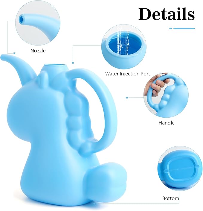 XXXFLOWER Unicorns Indoor Watering Can, 1 L Cute Animal Water Cans, Novelty Unicorns Shape Watering Pot for Office House Indoor Garden（Blue）