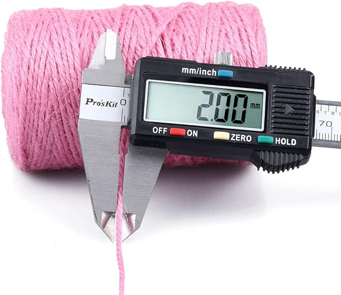 KINGLAKE Pink Jute Twine, 328 Feet, 2mm, Light, Twisted, Perfect for Arts, Crafts, Weddings, Christmas, Valentines Day Gifts