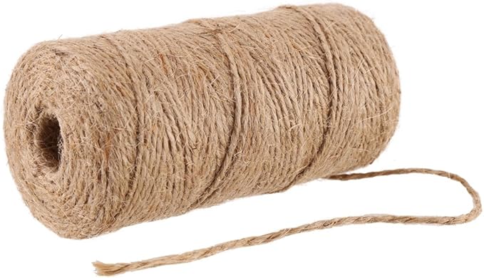 CCINEE Natural Jute Twine 328 Feet Burlap Rope String for DIY Crafts, Festive Decoration, Gift Wrapping and Gardening Applications 2mm(2 Ply)