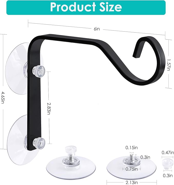 2 Pcs Heavy-Duty Window Suction Cup with Hanger, Window Mounted Wildlife, Hummingbird, Bird Feeders, Decorative Birdhouses, Wind Chimes & Plants, Strong Load-Bearing Hanging Hook