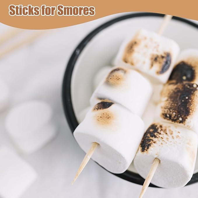 300PCS 16" Bamboo Skewers Sticks for Flower Bouquet Plant Support Barbecue Smores Roasting Marshmallows Chocolate Fountain Plant Stakes Fruit and Crafting,Φ=4mm