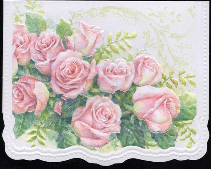 Poster Foundry Set of 3 - Rose Cascade Boxed Note Cards by Carol Wilson. 10 embossed 4x5 Die-Cut Notecards and Matching Envelopes in Decorative Gift Box with Magnetic Flap. NCP2429