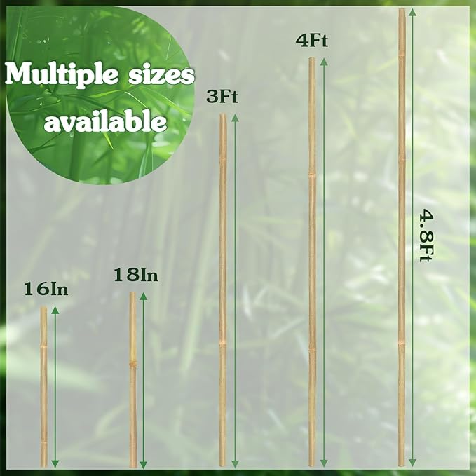 Plant Stakes,25Pcs Bamboo Stakes,4 FT Natural Bamboo Plant Support Stakes,Bamboo Stakes for Indoor and Outdoor Plants Tomatoes Beans Flowers Potted Plants Climbing Support