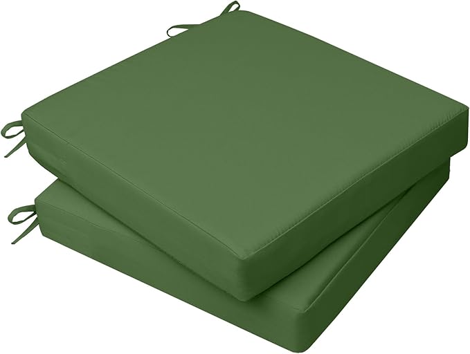AAAAAcessories Outdoor Seat Cushions for Chairs, Waterproof, Fade-Resistant, 17" x 16" x 2", Patio Furniture Replacement Cushions, Set of 2, Dark Moss Green