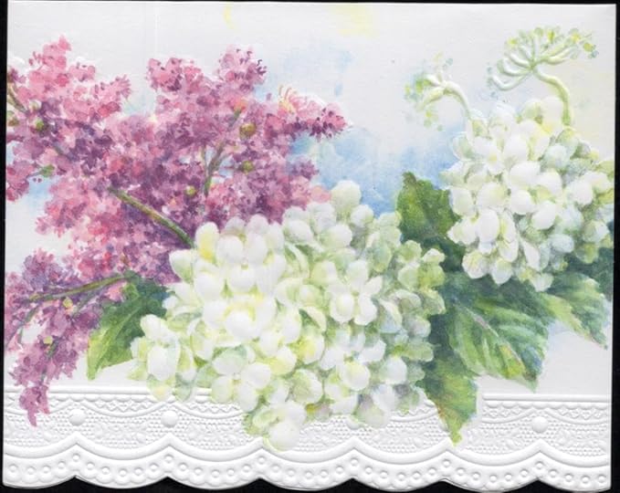 Poster Foundry White Hydrangeas Portfolio Boxed Note Cards by Carol Wilson. 10 embossed 4x5 Die-Cut Notecards and Matching Envelopes in Decorative Gift Box with Magnetic Flap. NCP2469