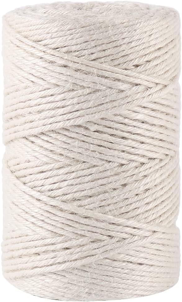 Vivifying 3mm White Twine, 328 Feet 3Ply Natural Jute Twine String for Crafts, Wedding Decoration, Arts, Gift Wrapping, Packing and Hanging