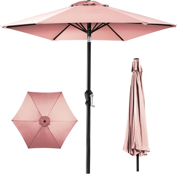 Best Choice Products 10ft Outdoor Steel Polyester Market Patio Umbrella w/Crank, Easy Push Button, Tilt, Table Compatible