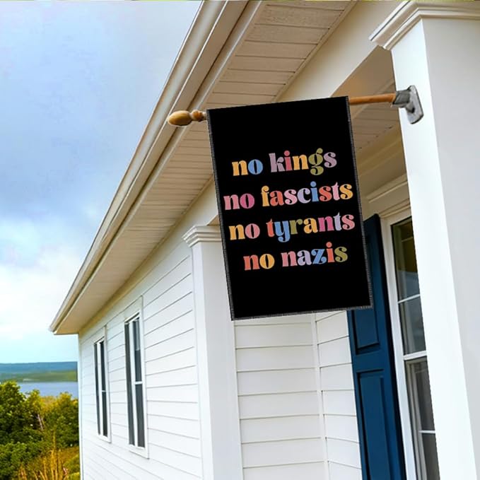 RZHV No Kings Double-Sided Garden Flag for Outdoor House Yard Sign Garden Decor Parade, Equal Kindness Democracy Outdoor Banner, Kindness Social Justice Political Yard Sign Decorations