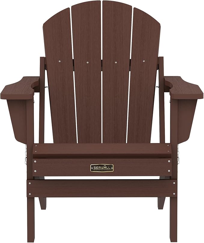 SERWALL Adirondack Chair Set of 8 for Patio Garden (Folding Coffee)