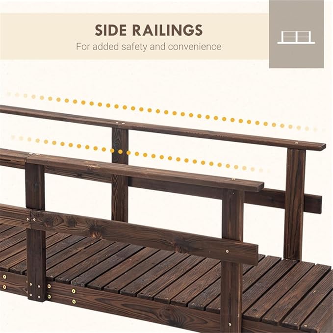 7FT Wooden Garden Bridge with Handrails, Decorative Landscape Footbridge for Yard, Pond, Farm or Creek - Rust-Resistant Cedar Construction, Easy Assembly & 400LB Capacity