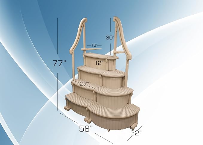 Confer Plastics Curve CCX-AG Drop in Above Ground Pool Step with Grey Treads - Base Step with Add-On