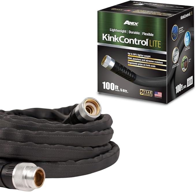 Kink Control Lite, Doesn’t Expand or Burst, Extremely Light Weight, Garden Hose, Water Hose with Superior UV Resistance, Ergonomic Grip, High Burst Strength,Kink Resistance, 100 Ft
