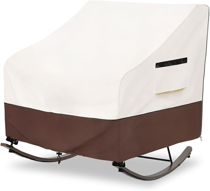 Outdoor Rocking Chair Cover 600D Heavy Duty Waterproof Patio Egg Rocking Chair Covers,for 41" W x 45" D x 31" H Outdoor Papasan Rocking Chair Beige