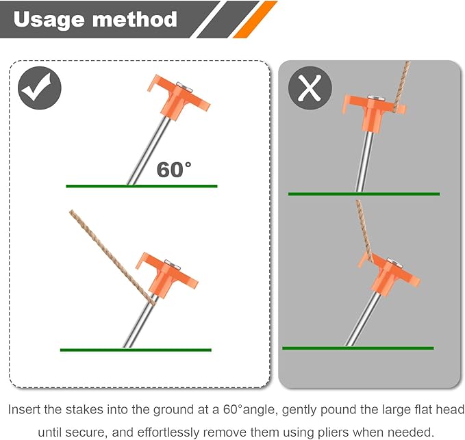 10PCS Tent Stakes,Heavy Duty Camping Tent Stakes Non-Rust Metal Tent Pegs for Garden,Hiking,Canopies,Tarp with 10pcs Rubber Protective Sleeve (Orange)