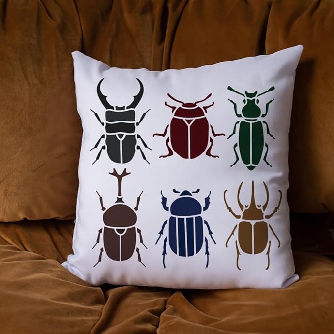 MAYJOYDIY 2pcs Scarab Beetle Stencil 11.811.8inch 11 Insects With Paint Brush - Reusable Nature Bug Drawing Templates for Crafts, Art, Furniture, Wood, Canvas, Home Decor