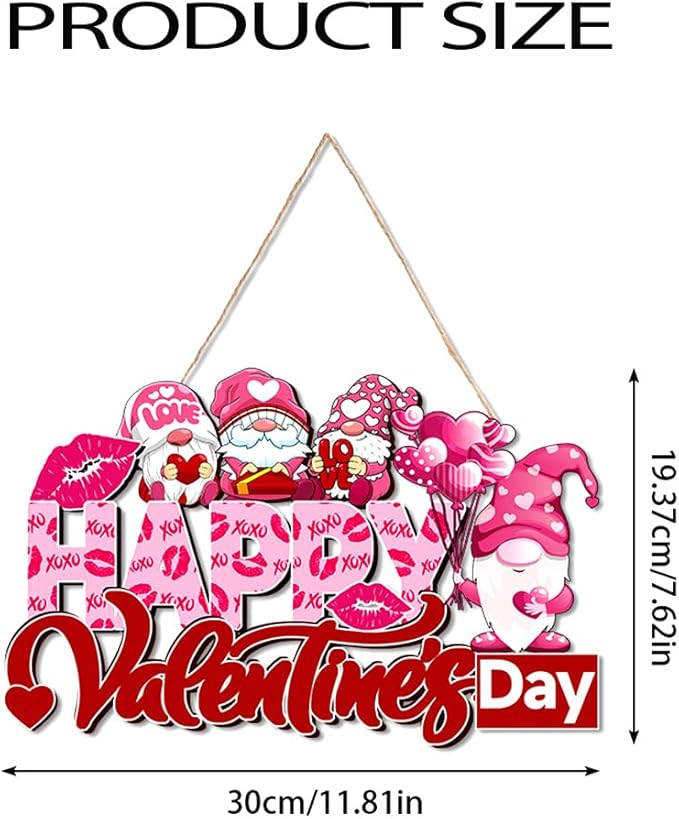 3Pcs Valentine's Day Decorations Romantic Hanging Paper Sign Front Door Hanger Wreath Decor Indoor Outdoor Decor for Valentine Party Home Farmhouse Wall Porch Yard Window Decoration Supplies