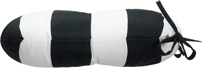 Magpie Fabrics Outdoor Round Bistro Seat Cushions with Ties, 15"x15"x4" Set of 2, Tufted Waterproof Barstool Chair Pads for Patio Home Garden Office, Black White