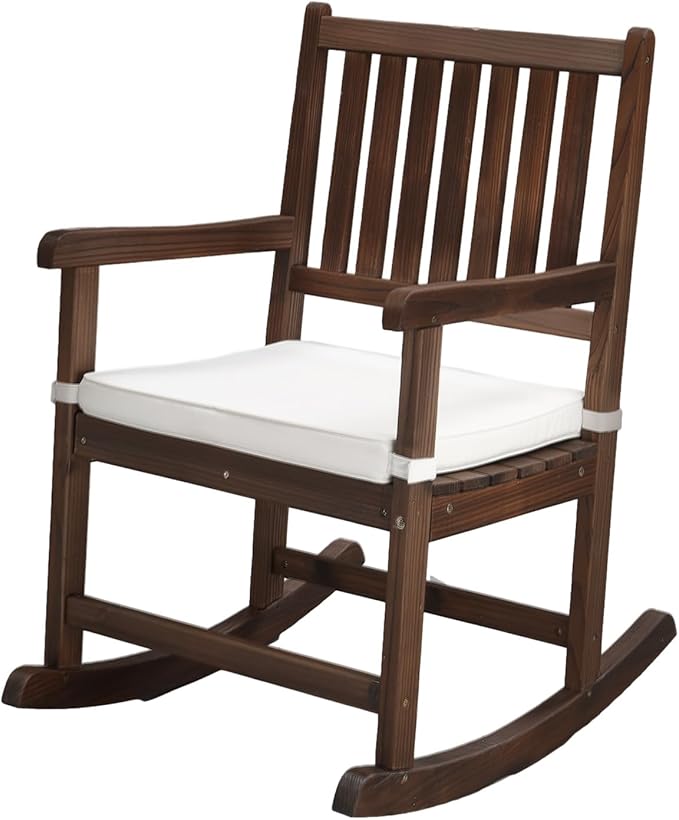 VINGLI Oversized Rocking Chair, Wooden Rocking Chair with High Back, Outside Porch Rocking Chair for Patio, Yard, Garden, 550 LBS, Teak (Rustic, 1 PC)