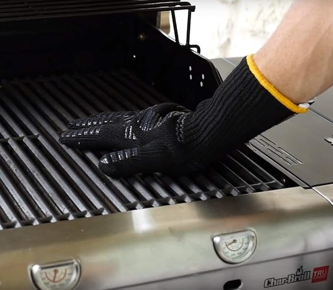 Heat Resistant Gloves - 480℉ Grilling Gloves For Fireplace - Barbeque Accessories For Kitchen - BBQ Gloves - Oven Mitt For Oven, 1 Pair, Dupont Nomex Heat Fiber is Made In USA