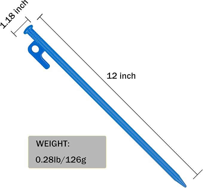 8 Pack Tent Stakes Heavy Duty 12 inch Steel Tent Pegs for Camping Unbreakable and Inflexible