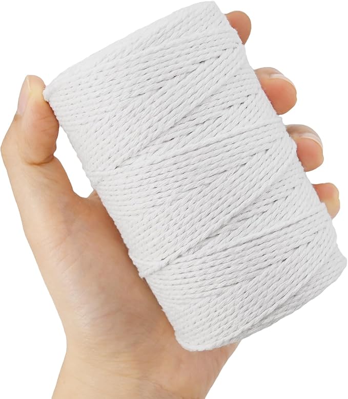Butchers Twine String,500 Feet Natural Cotton Kitchen Twine String Cooking for Crafts Roasting Gift Wrapping DIY Decoration Gardening Packing Materials,Natural White