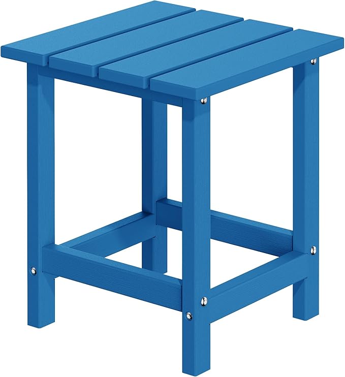 MUCHENGHY Adirondack Outdoor Side Table, 14.7" Patio Side Table Weather Resistant, HDPE Outdoor End Tables for Patio, Navy Blue