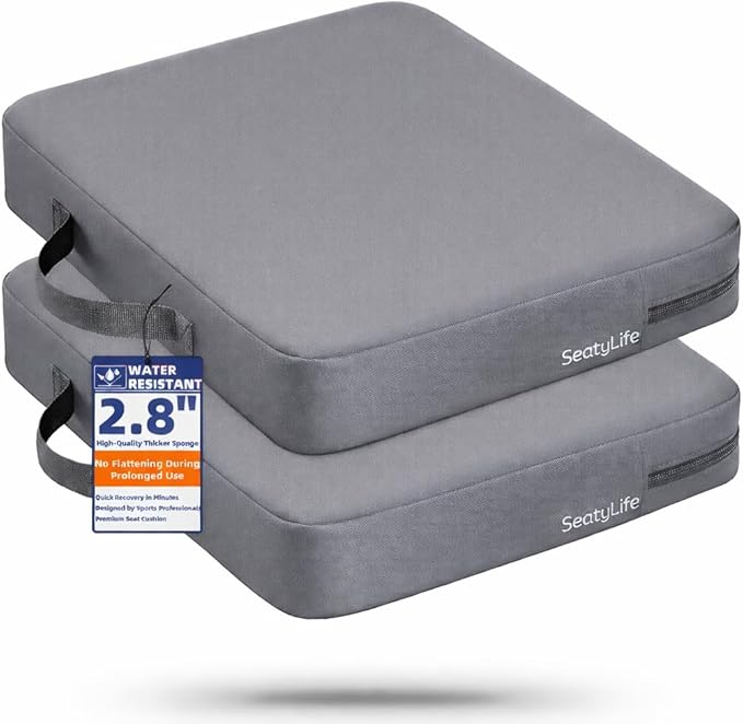 Premium Stadium Seat Cushions for Bleachers – Extra Thick for Long Sitting Hours, Waterproof 2-Pack Bleacher Cushions, Portable, Lightweight Stadium Seat Pads, Suitable for Outdoor Use (Grey)