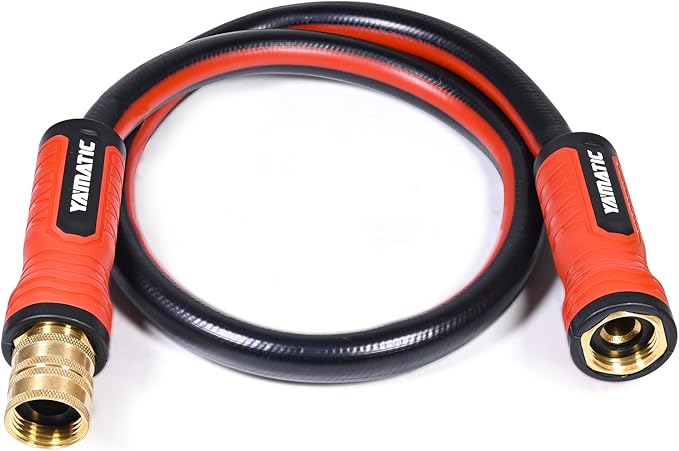 YAMATIC Short Garden Hose 3 ft x 5/8 in, Female to Female Leader Hose Extension 2 in 1 Dual Use with Solid Brass Connector, Lightweight All-Weather for Water Hose Reel, Burst 300 PSI