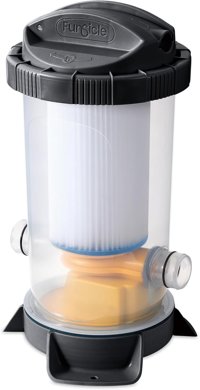 Funsicle Quickset Designer 18' x 48" Round Above Ground Swimming Pool, with FiltraBoost 1200 GPH Filter Pump, Ladder, Type C Filter Cartridge & Repair Patch, Dark Herringbone