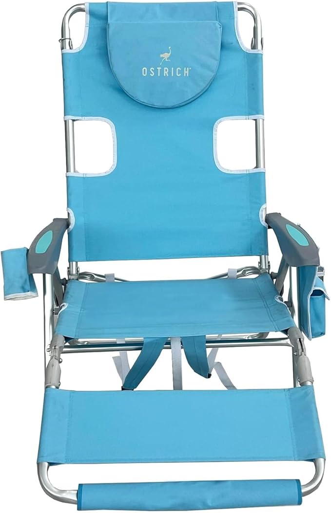 Ostrich Deltess 3 in 1 Portable Chair Cooler Bag & Reclining Lounger, Light Blue