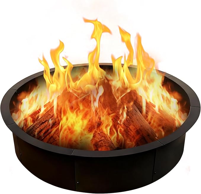39" Extra Thickened Galvanized Fire Ring for Outside Wood Burning, Heavy-Duty Above- and In-ground Fire Pit Ring,Perfect Accessory for Backyard Garden and Family Gatherings