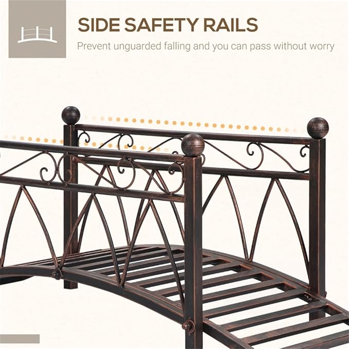 3.3FT Steel Garden Bridge with Anti-Slip Deck, 300LB Capacity Metal Footbridge for Yard, Pond or Garden - Rust-Resistant Powder Coated & Easy Assembly
