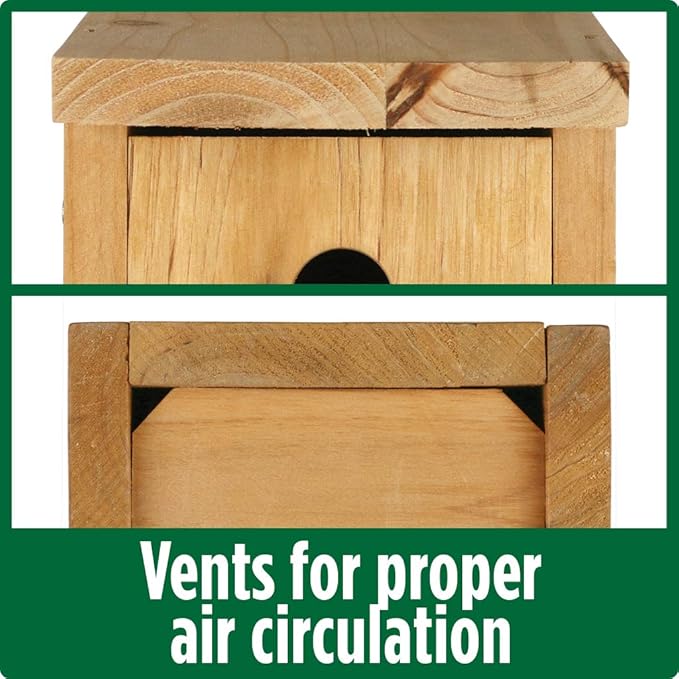 Nature's Way Cedar Box Wren House with Clean-Out Door, Wild Bird House and Outdoor Décor, Brown (Pack of 4)