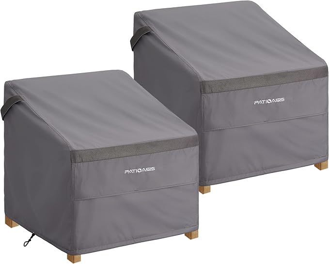 Outdoor Chair Covers Waterproof 2 Pack,Heavy Duty Patio Swivel Chair Cover 29'' Wide Waterproof UV-Resistant Rip-proof Grey Lawn Outside Deck Furniture Covers for Dining Chairs