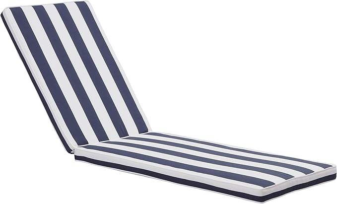 Only choice 2 Pcs Set Outdoor Lounge Chair Cushions Patio Chaise Lounge Replacement Cushions Furniture Seat Cushions (Blue+White Stripes-2 pcs)