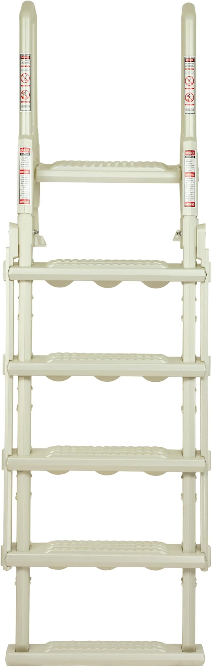 Aqua Select Pearl White Outside Flip-Up Safety Ladder | for Above Ground Swimming Pools 48" to 54" H | Weight Capacity Up to 250 lbs