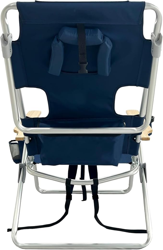 Ostrich Reclining Lounge Chair, Deluxe 3 in 1 Folding Outdoor Beach Lounger, Navy Blue - Compact and Portable Recliner for Pool Tanning, Lawn, Patio, and Yard
